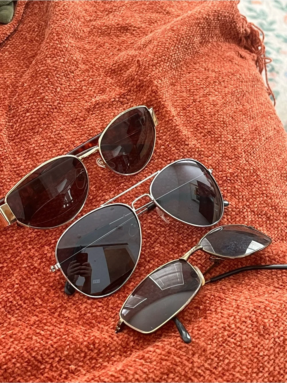 Black Lens Gold Frame Sunglasses - Classic Aviator Styles